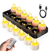 SoulBay Rechargeable Tea Lights with Remote, 12 LED Votive Candles, USB-C | 50-150H Rechargeable ...