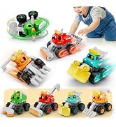 iPlay, iLearn Stunt Construction Trucks for Toddlers 1-3, Baby Push Go Friction Cars, Kids Pull B...
