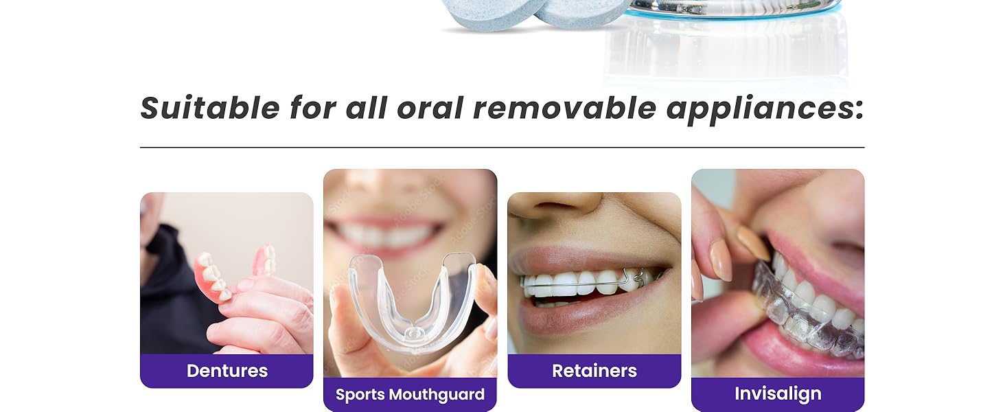 Suitable for all oral removable appliances
