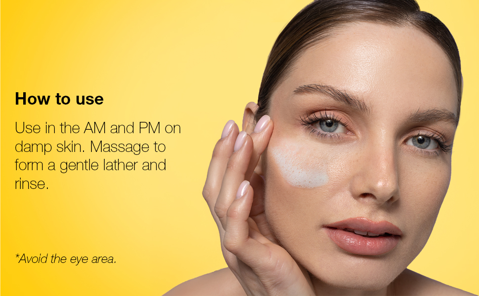 yellow background woman applying product text