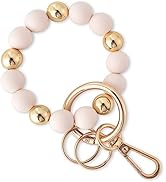 Junyuerly Wristlet Keychain Silicone Beaded Key Ring Bracelet for Women Elastic Bangle Key Chain ...