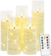 Nimiko Flickering Flameless LED Candles,Battery Operated Candles 5 Pcs with Embedded Star String,...