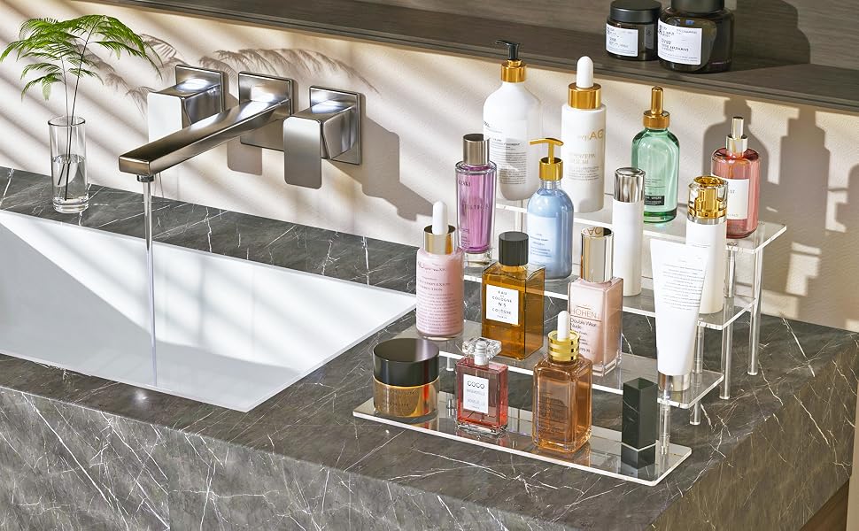acrylic display risers 4 tier perfume organizer stand