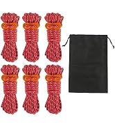 Smithok 16.4ft 6 Pack 4mm Guy Lines Ultralight Tent Cords with Aluminum Adjuster Tensioner Outdoo...