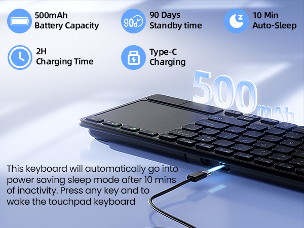 rechargeable touchpad keyboard