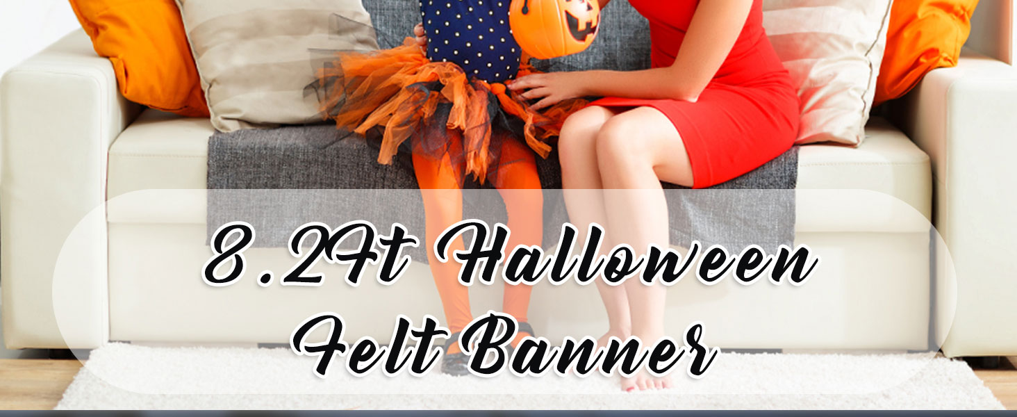 WH5112 8.2Ft Halloween Banner Felt Bats Balls Banner