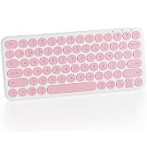 Cloud-W Mini Bluetooth Keyboard, Low Profile Quiet Keys (Pink White) | 78-Key Round Keycaps, Mult...