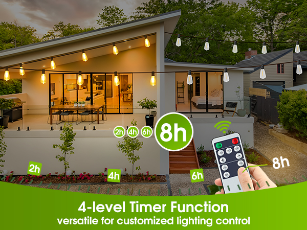 4 levels of timer solar string lights