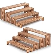 14 Inch Large Wooden Tiered Riser Display Stands, 2 Set Stackable Wooden Cupcake Stand Dessert Ta...