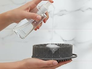 soap on silicone body scrubber