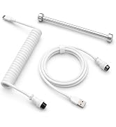 MOSHOU Coiled Keyboard Cord with Keyboard Cable Organizer, Detachable Metal Aviator, Double-Sleev...