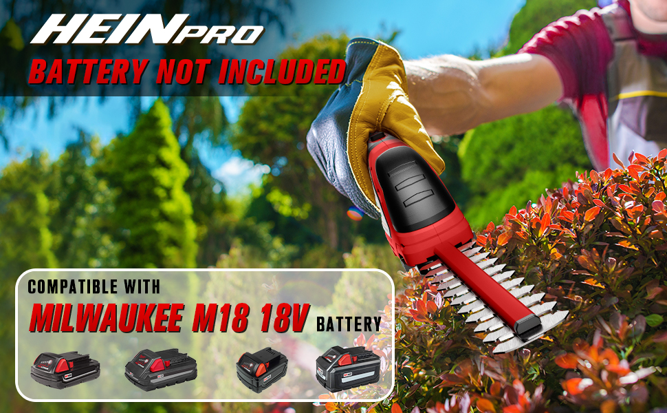 HEINPRO Cordless Hedge Trimmer Compatible with Milwaukee M18 18V Battery