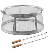 TURBRO Stainless Steel Shield, Fire Pit Spark Cover, Shield Screen with Sticks for Backyard, Camp...