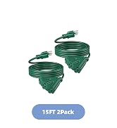 DEWENWILS 15 FT Outdoor Extension Cord for Christmas, Weatherproof 16/3 SJTW Power Cable for Outd...