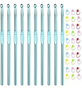 Aeelike 10pcs Size H / 5.0mm Crochet Hooks,Aluminum Crochet Needles and 30pcs Stitch Markers for ...