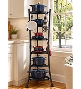 KES 264 Lbs Capacity Freestanding Pot Rack, 6-Tier Cast Iron Cookware Stand with 6 Hooks, Pots an...