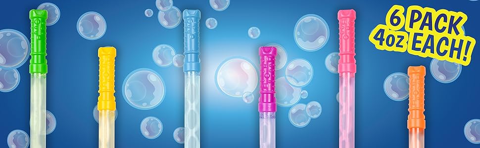 6 pack wands 4oz premium non toxic bubble solution fun bubble toy for kids toddlers teens adults