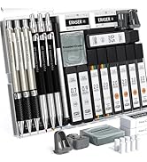 FourCandies 25PCS Art Mechanical Pencil Set with Case, 3PCS Metal Artist Lead Pencil 0.5, 0.7, 0....