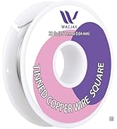 22 Ga Tinned Square Copper Wire 0.64mm x 0.64mm - 30ft Roll, Grayish Silver Finish, Hard Wire for...
