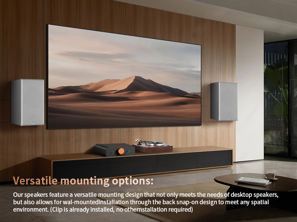 White passive speakers for TV scenes, wall mountable