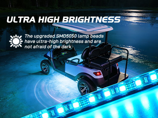 2PCS Golf Cart Underbody Light Kit RGB Multi-Mode LED Neon Accent Lighting Lamp