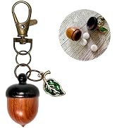 YTYAB Cute Acorn Canister Keychain,Funny Small Portable Pill Organizer Bag Charms,Green Enameled ...