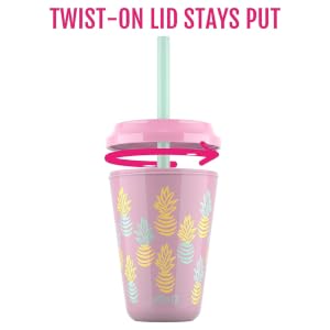 Ello Kids Plastic Reusable 12oz Color Changing Cups with Straw