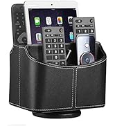 YAPISHI Leather Remote Control Holder, 360 Degree Spinning Desk TV Remote Caddy/Box,Bedside Table...