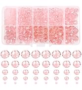 TOAOB 1000pcs Glass Faceted Beads Clear Pink Color Sparkling Briolette and Rondelle Spacer Beads ...