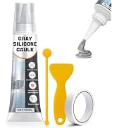 JAOJAO Gray Silicone Caulk, High Strength Flexible Waterproof Silicone Sealant, Fast-Curing for B...