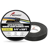 RED WOLF Wire Loom Harness Cloth Tape Electric Self-Adhesive Fabric Tape High Temp for Automobile...