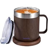 Gifts for Women Men, Heated Coffee Mug with Lid, Temperature Control Hot 131°F, Birthday, Mother'...