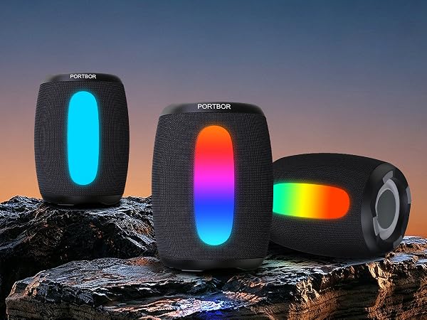 Bluetooth speaker has premium 8-mode color change LED lights, your can turn off it