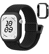 Braided Magnetic Clasp Band with Case for Kids Apple Watch 38/40/41/42/44/45mm, Nylon Elastic Str...