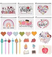 Teacher Appreciation Gifts Bulk, 16Pcs Gifts for Women with Teacher Survival Kit Makeup Bags, Boo...