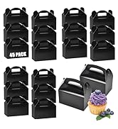 RHBLME 45 Pack Black Treat Boxes, 6.3x3.5x3.5 Inches Party Favor Boxes Birthday Party, Black Gabl...