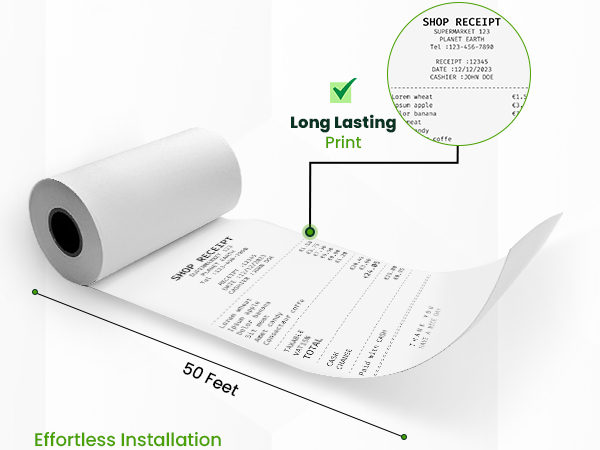 2 1/4 x 50ft thermal Paper receipt rolls m10-3