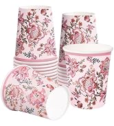 RUSPEPA Pink Flower 12oz Disposable Paper Coffee Cups - 20 Pack, Thickened Paper Style for Hot Be...