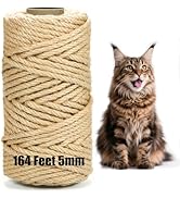 Jute Twine String 5mm x 164FT – Natural Garden Twine for Crafts, Packaging, Cat Scratching Post, ...