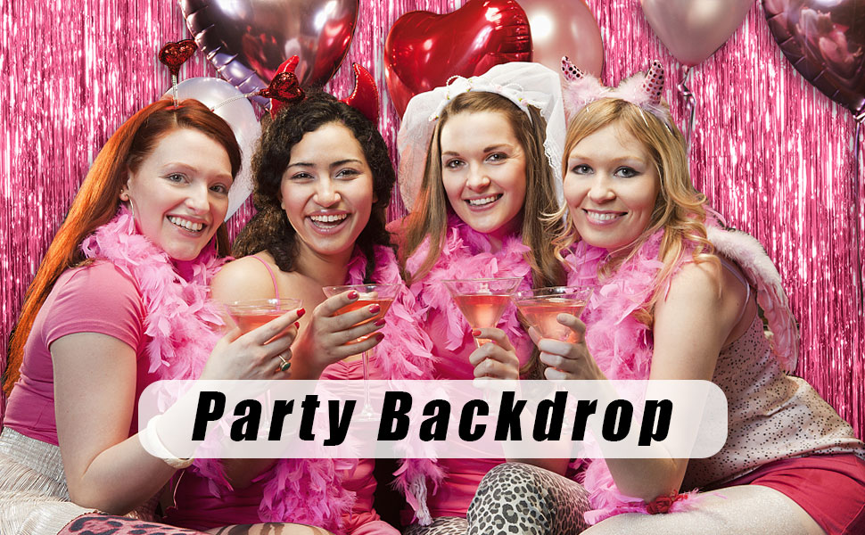 pink backdrop birthday decorations bachelorette party decor foil fringe curtains backdrop streamer