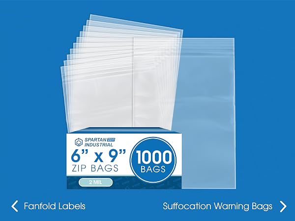 A pack of 2mil zip bags with bags fanned out behind it on a blue background.