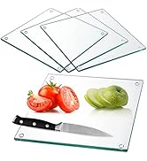 Hacaroa Set of 4 Tempered Glass Cutting Board, 10"x10" Square Chopping Board with Rubber Feet, No...