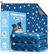 Fostanfly Washable Pee Pads for Dogs, 2 Pack Large 54"x54" Ultra-Absorbent and Leak-Proof Non-Sli...