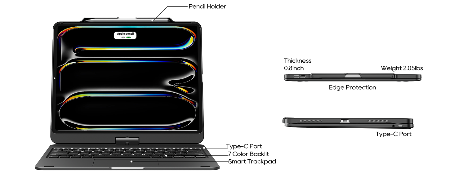 ipad pro 13 inch case 2024 with keyboard