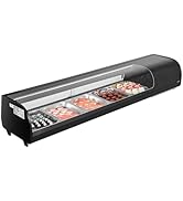 VEVOR Sushi Display Case Refrigerator, 2.9 Cu.ft Commercial Sushi Case, 5-Pan Countertop Showcase...