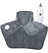 Weighted Heating Pad for Neck and Shoulders, Soft Heating Pad for Back Pain & Cramps Relief, 19" ...