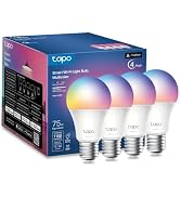 Tapo Multicolor Dimmable Smart Light Bulbs, L535E(4-Pack), A19 E26, 1100LM | Matter-Certified, 16...