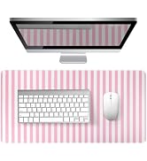 Pink Striped Desk Mat XXL Large Mouse Pad Cute Desk Pad Kawaii Aesthetic Keyboard Laptop Computer...