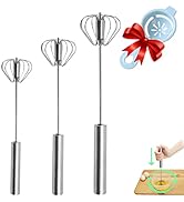 Semi-automatic Whisk, Stainless Steel Egg Beater, Hand Push Rotary Whisks Mixer Stirrer for Makin...