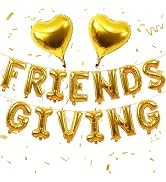 Jobkoo Friendsgiving Balloons Friends Giving Party Decorations 16 Inches Tall Gold Heart Friendsg...